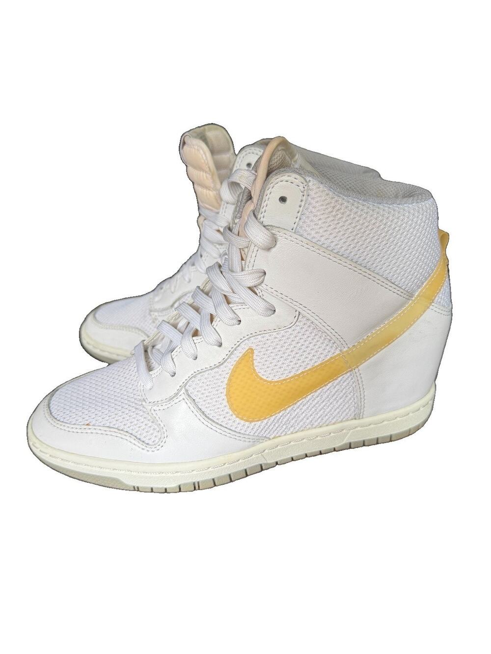 Nike Dunk Sky Hi Mesh Wedge Sneakers Women’s US 9 White Yellow 644877-700 2013